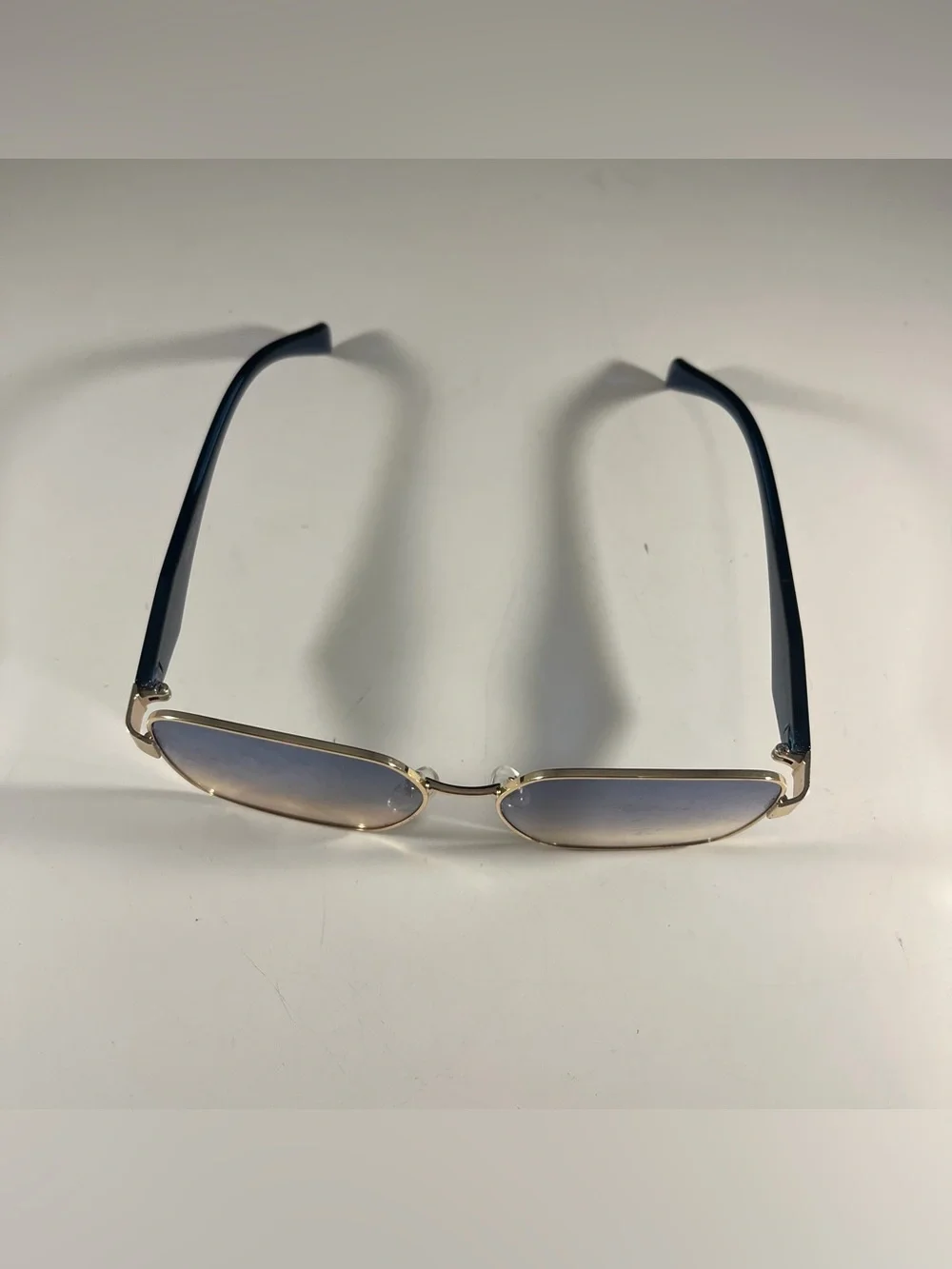 John Varvatos Gold Trim Blue Square Eyeglasses Frames